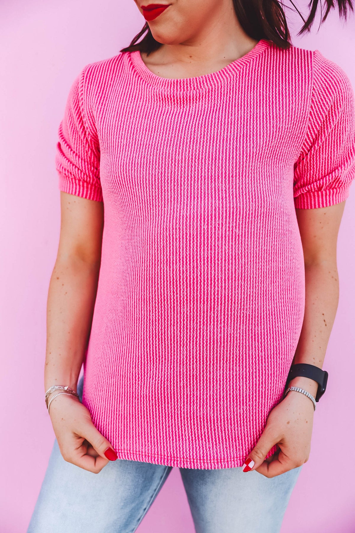 Kyla Corded Top-Pink