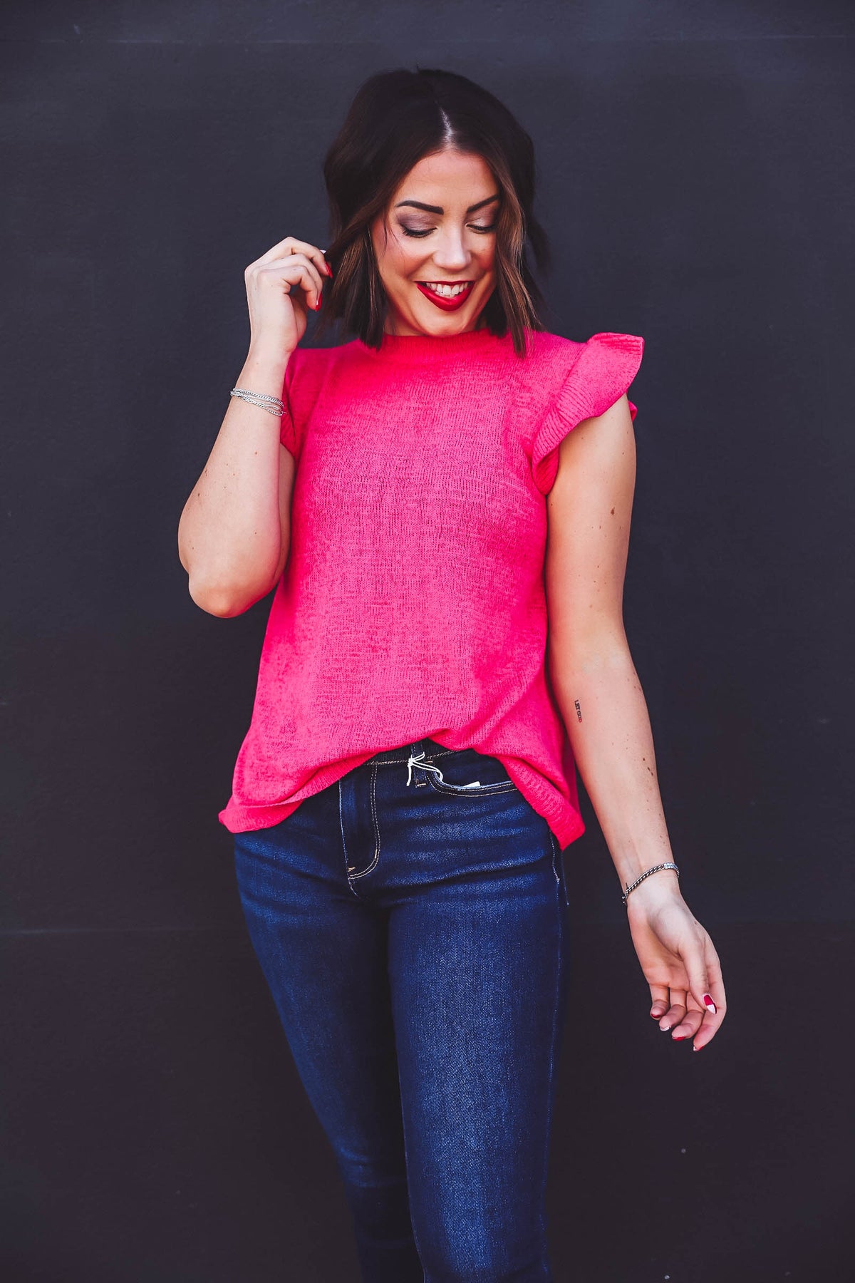 Kelly Knit Top-Hot Pink