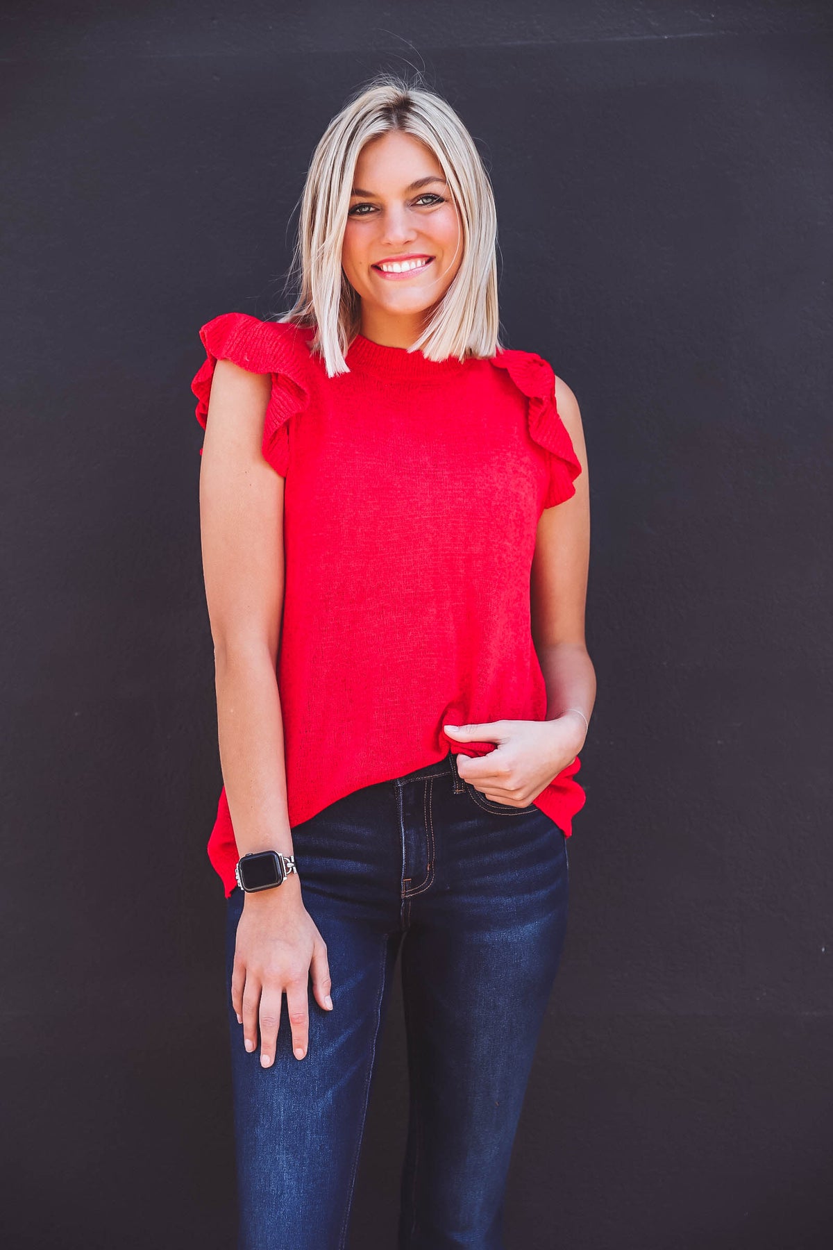 Kelly Knit Top-Red