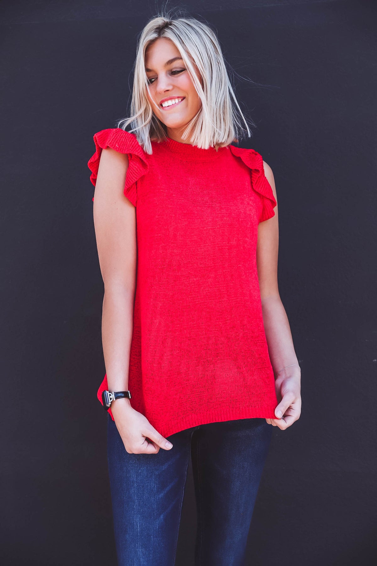 Kelly Knit Top-Red