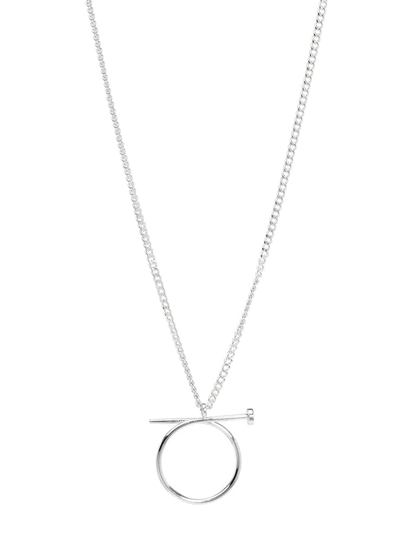 Nail Ring Charm Collar Necklace-Silver