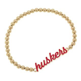Nebraska Huskers Enamel Script Stretch Bracelet