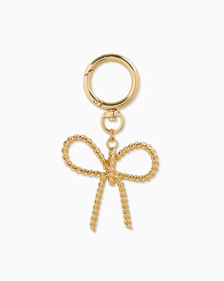 Metal Rope Texture Bow Bag Charm-Gold