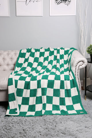 Checkered Throw Blanket-Green