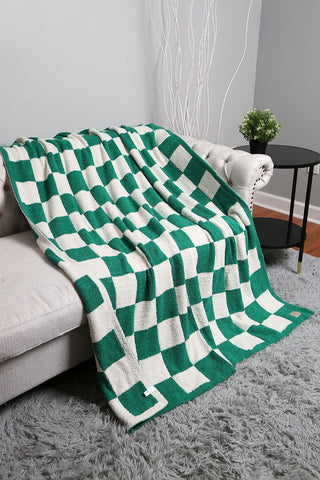 Checkered Throw Blanket-Green