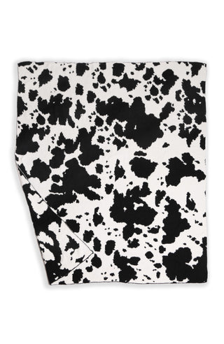 Cow Print Throw Blanket-Black