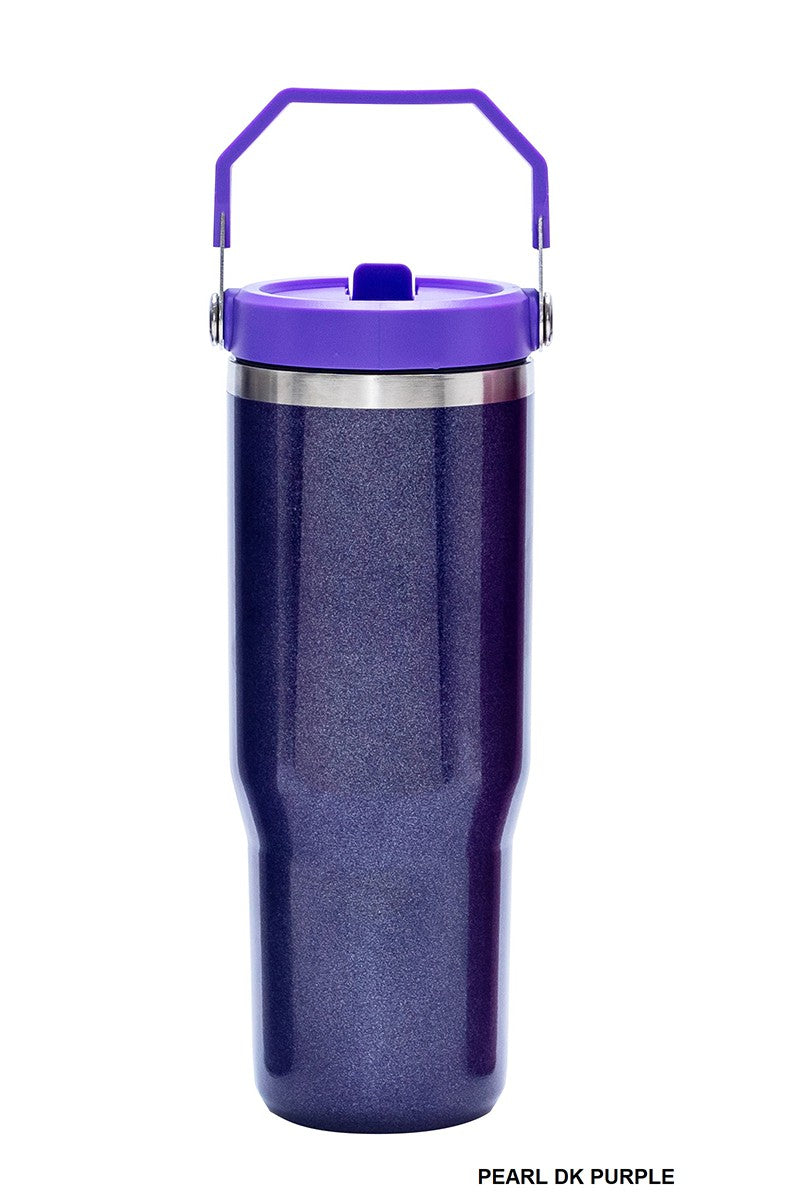 30oz. Flip Straw Tumbler-Glitter Purple