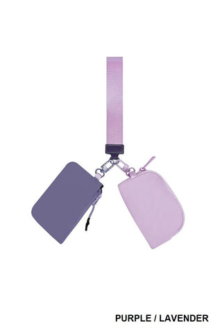 Dual Pouch Wristlet Wallet-Purple/Lavendar