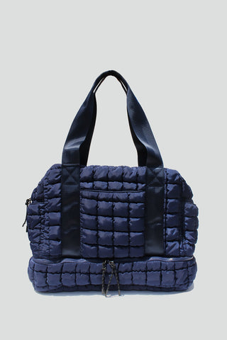 Gennie Quilted Duffle Bag-Navy