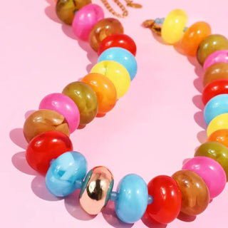 Sugar Beads Necklace-Multi Red