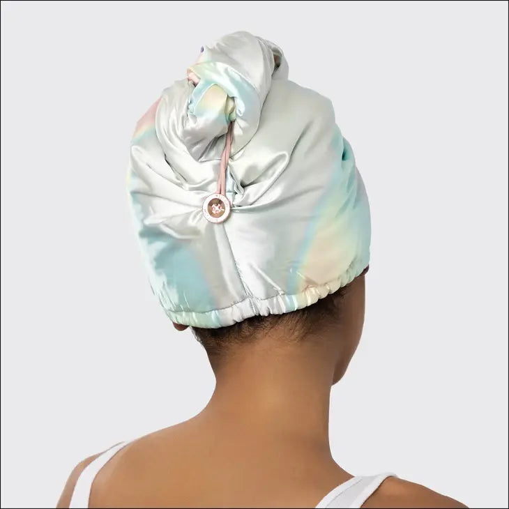 Satin-Wrapped Hair Towel-Aura