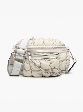 Mabel Quilted Nylon Belt Bag-Off White