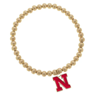 Nebraska Huskers Ball Beaded Stretch Bracelet