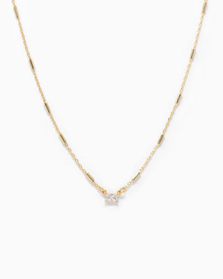 Baguette Cz Pendant Bar Station Chain Necklace