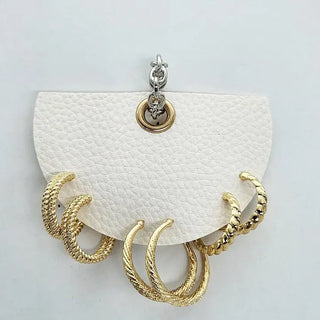 Set of 3 Multi-Textured Gold Hoops