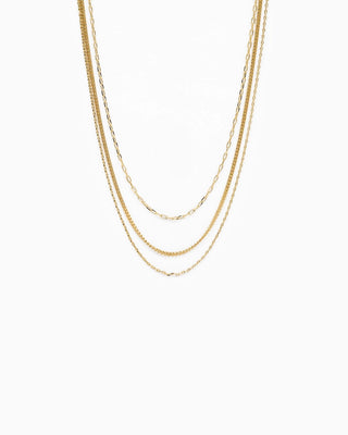 Unique Triple Layered Chain Necklace-Gold