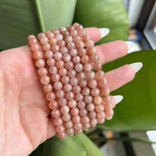 Peach Moonstone Crystal Beaded Bracelet