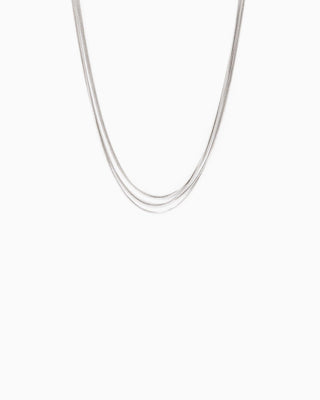 5 Layered Round Snake Chain Necklace-Silver