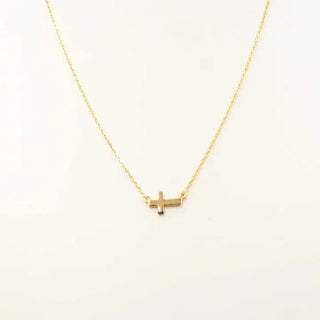 Small Sideways Cross Gold Chain Necklace