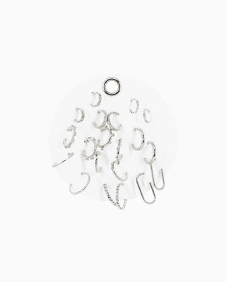 Set of 10 Textured Minimal Hoop Earring Set-Silver