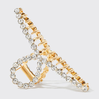 Metal Rhinestone Loop Claw Clip-1pc-Gold