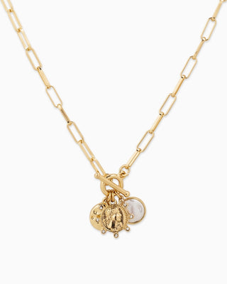 Triple Coin Charm Toggle Pendant Necklace-Gold