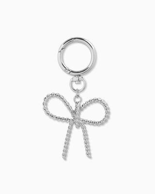 Metal Rope Texture Bow Bag Charm-Silver