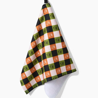 Jack-O-Lantern Checker Tea Towel-Geometry