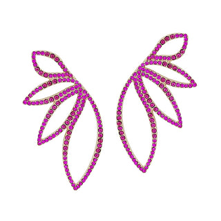 Rhinestone Flower Earring-Hot Pink