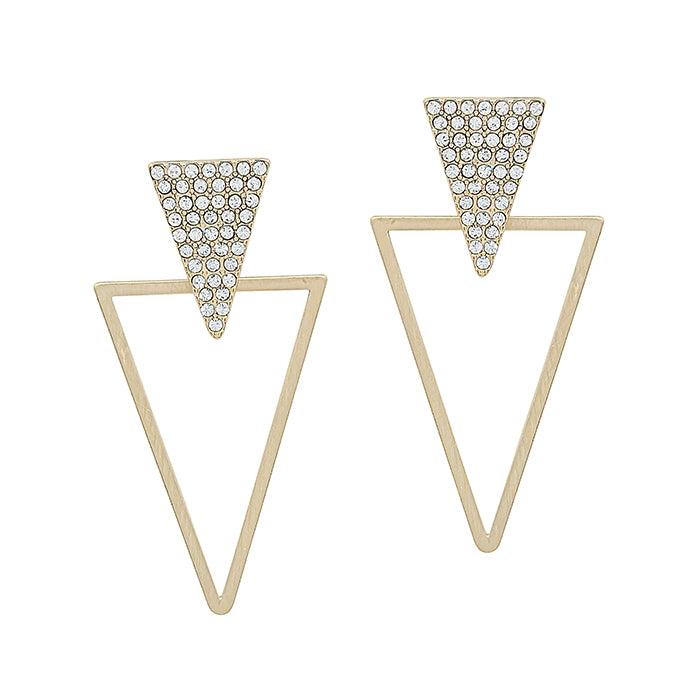 Layered Rhinestone Triangle Earring-Gold