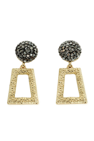 Textured Gold Geometric Stone Earring