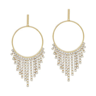 Rhinestone Crystal Circle Drop Earring-Gold