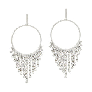 Rhinestone Crystal Circle Drop Earring-Silver