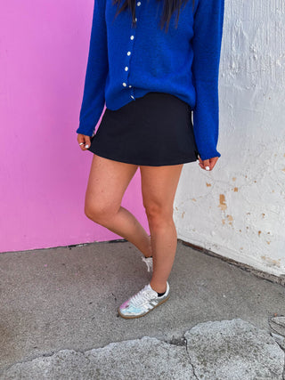 All Day Ribbed Skort-Black