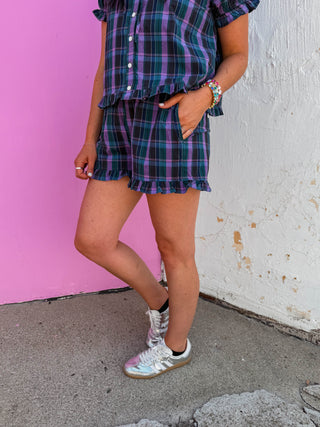 On My Mind Plaid Set-Teal/Navy