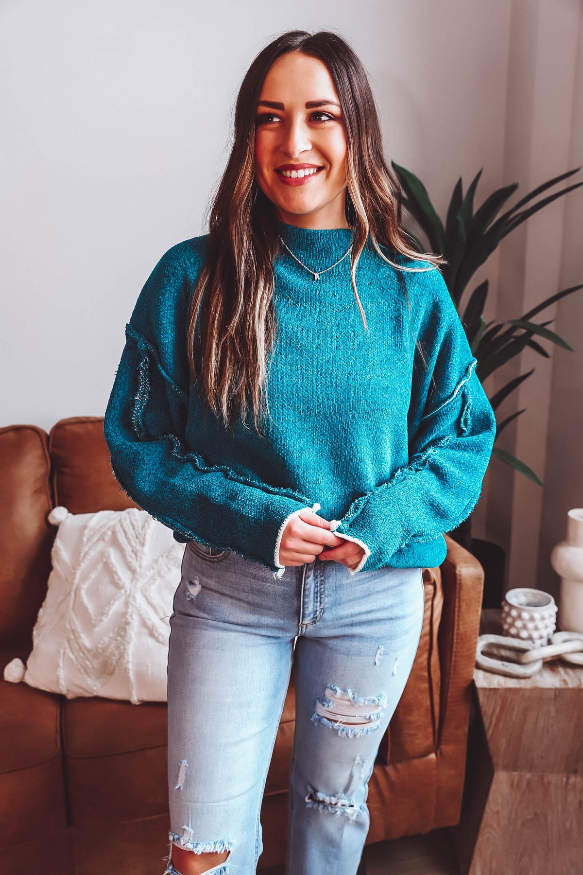 Amber Sweater-Teal