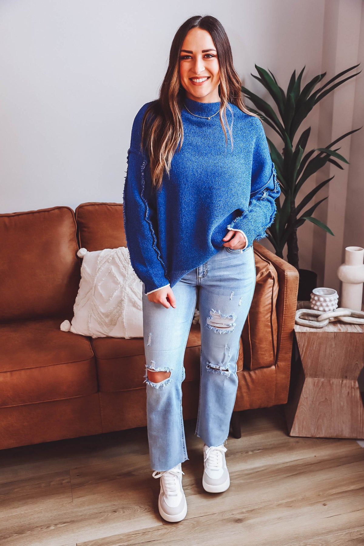 Amber Sweater-Dark Blue
