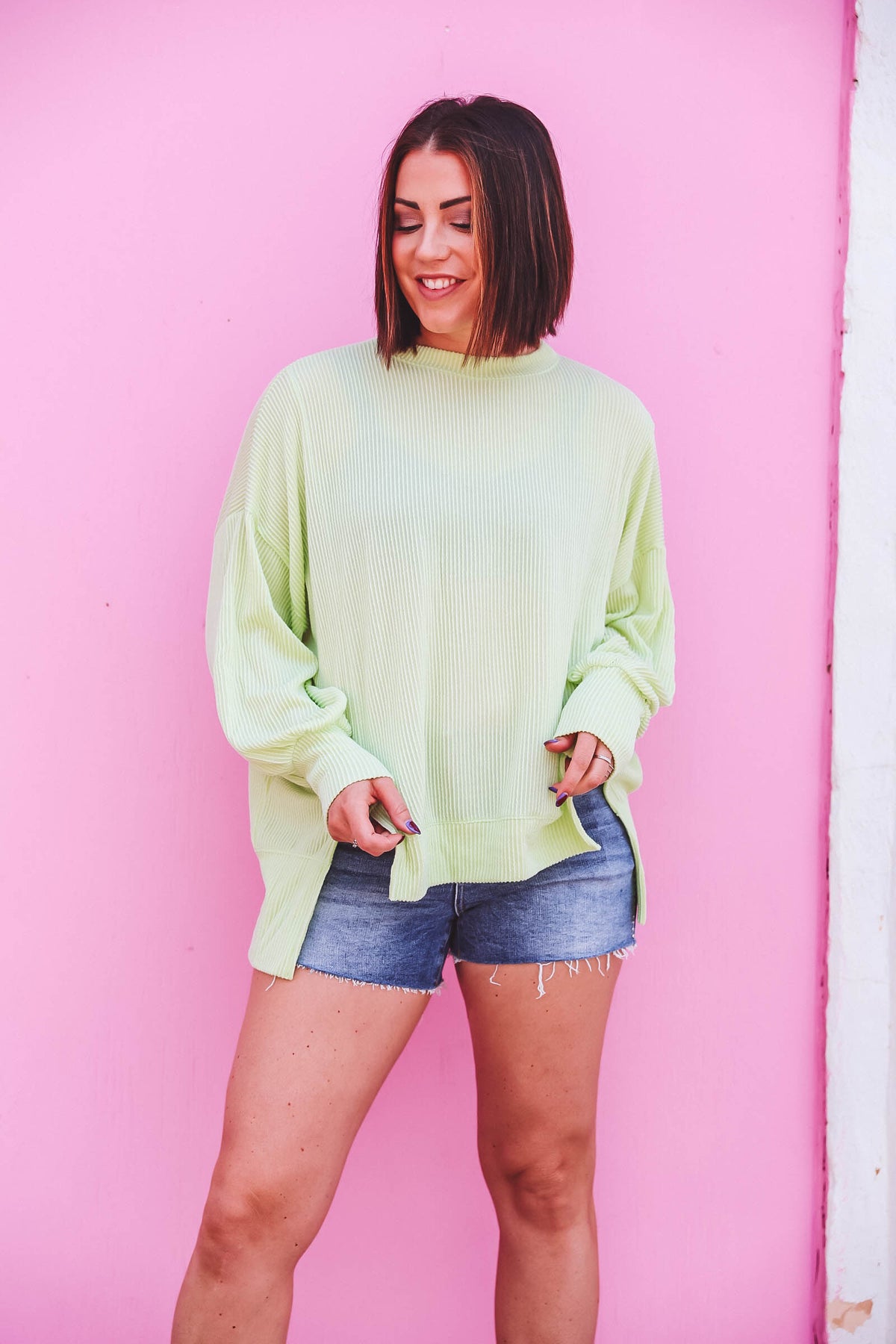 Halsey Corded Top-Lime