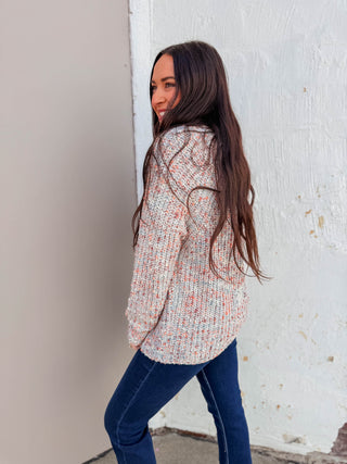 Avery Speckled Cardigan-Slate