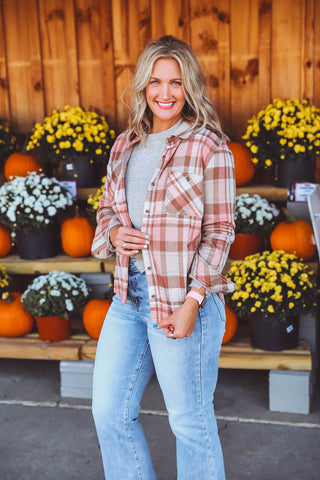 Brooke Plaid Top-Blush