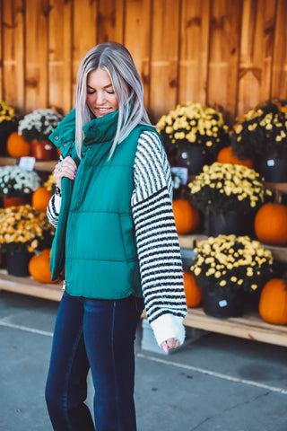 Kensie Puffer Vest-Hunter Green