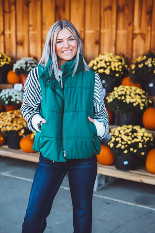 Kensie Puffer Vest-Hunter Green