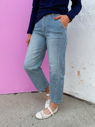 Owen High Rise Striped Barrel Jeans