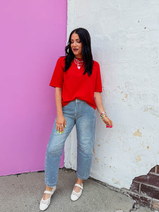 Everyday Favorite Knit Top-Red