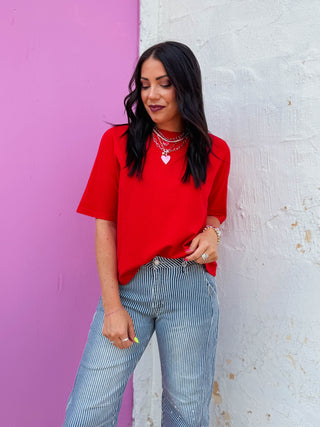 Everyday Favorite Knit Top-Red