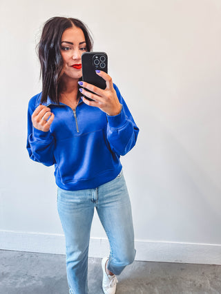 Hazel Quarter Zip-Cobalt