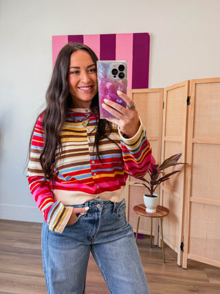 Color Mix Striped Cardigan