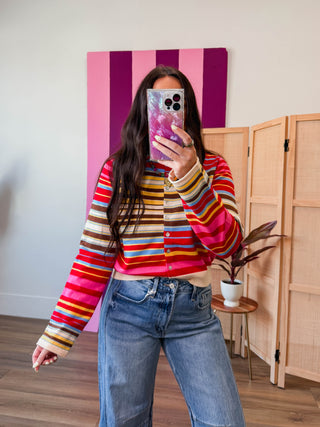 Color Mix Striped Cardigan