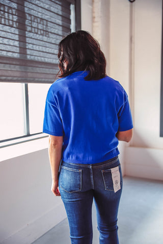 Gracie Knit Top-Cobalt Blue