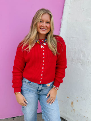 Delaney Cardigan-Red